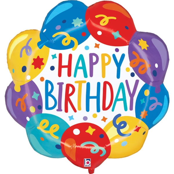 Happy Birthday Barevné balónky a konfety